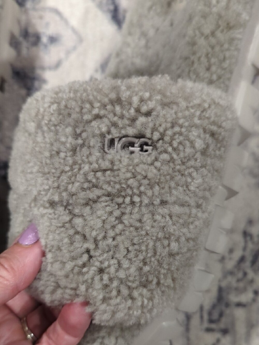 UGG Plush Shearling Slide Slippers in Light Gray - Picture 5 of 5